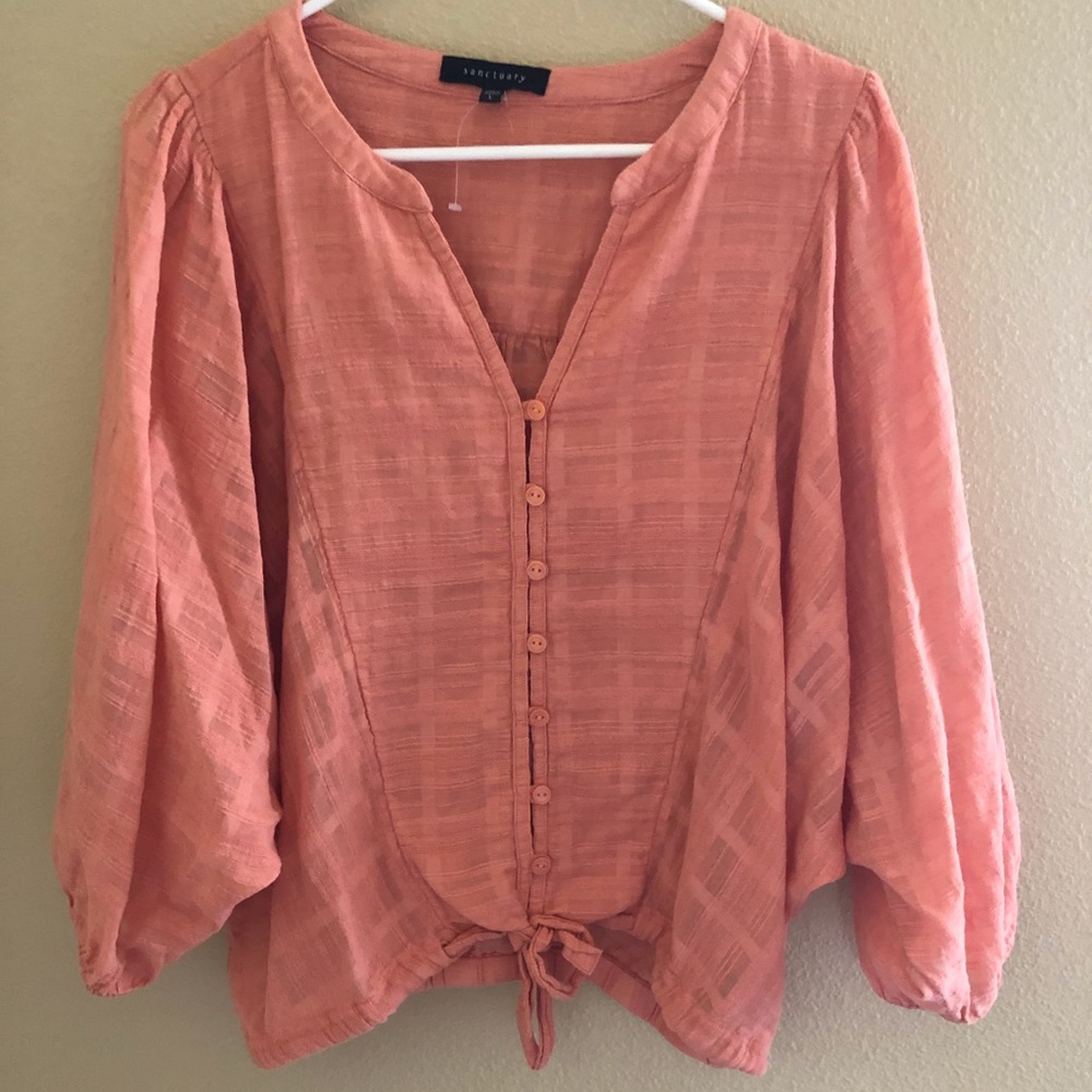 NEW Sanctuary Peach Dolman Sleeve Top Blouse Large